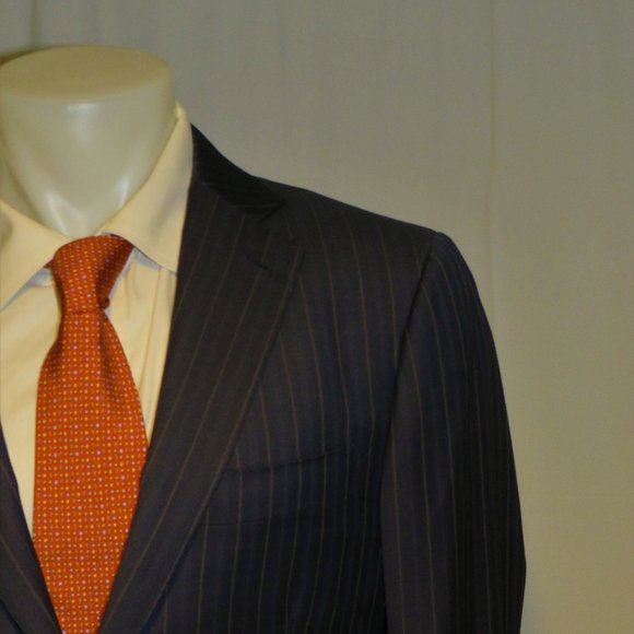 Isaia Base S Super 140 Navy Blue Striped Two Button Suit 40R NWT - Picture 1 of 14